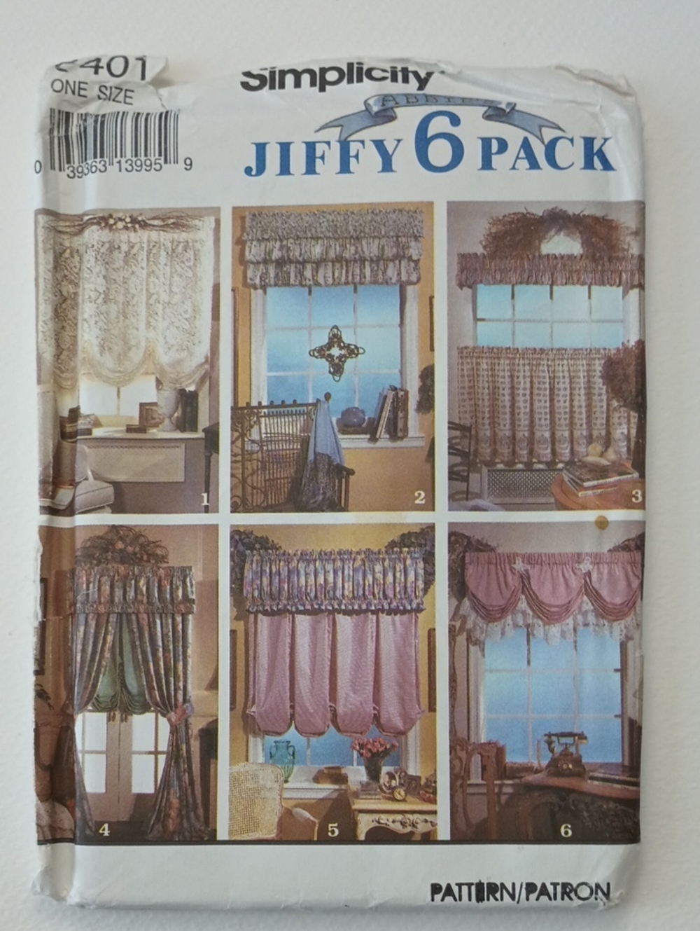 3/$15 VTG Simplicity 8401 Abbie's Jiffy 6 Pack Curtains Uncut 039363139959 ©1993